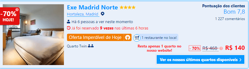 Hotéis em Madrid com diárias a partir de R$140.