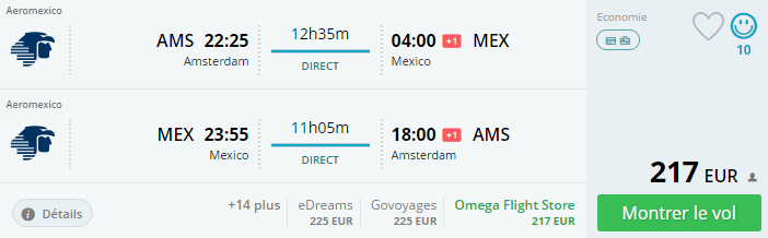 Bug de passagem Amsterdam e México